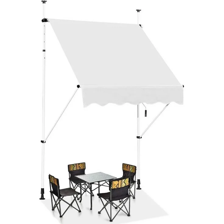 KOMFOTTEU Klemmmarkise Sonnenmarkisen höhenverstellbare Klemmmarkise, 1,5m breit, Beige