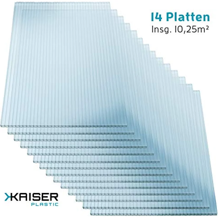 Kaiser plastic Gewächshaus »Gewächshausplatten 14 Stk., 1210 x 605 mm, 10,25 m2,Xtra Strong, Polycarbonat (PC) Doppelstegplatte - Hohlkammerplatte« – Bild 2