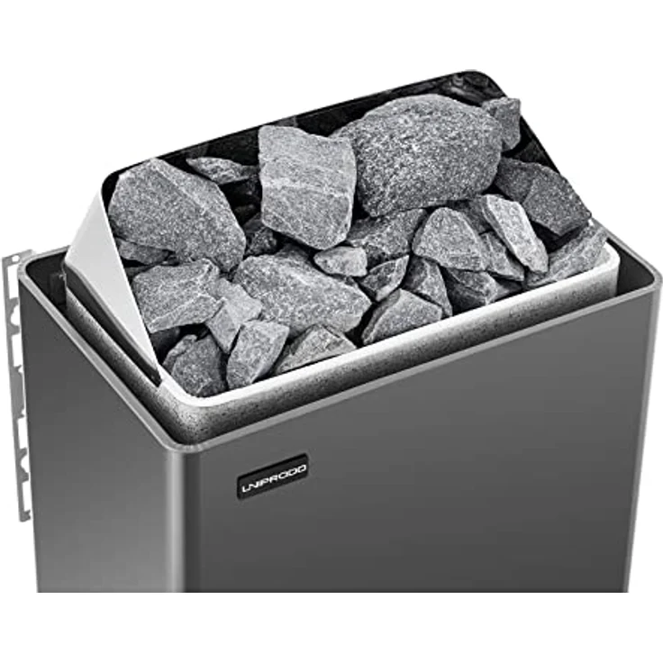 Uniprodo UNI_SAUNA_G6.0KW, elektrischer Saunaofen 6 kW für Trockensauna, Heizleistung bis 110 °C, grau/silberfarben – Bild 2