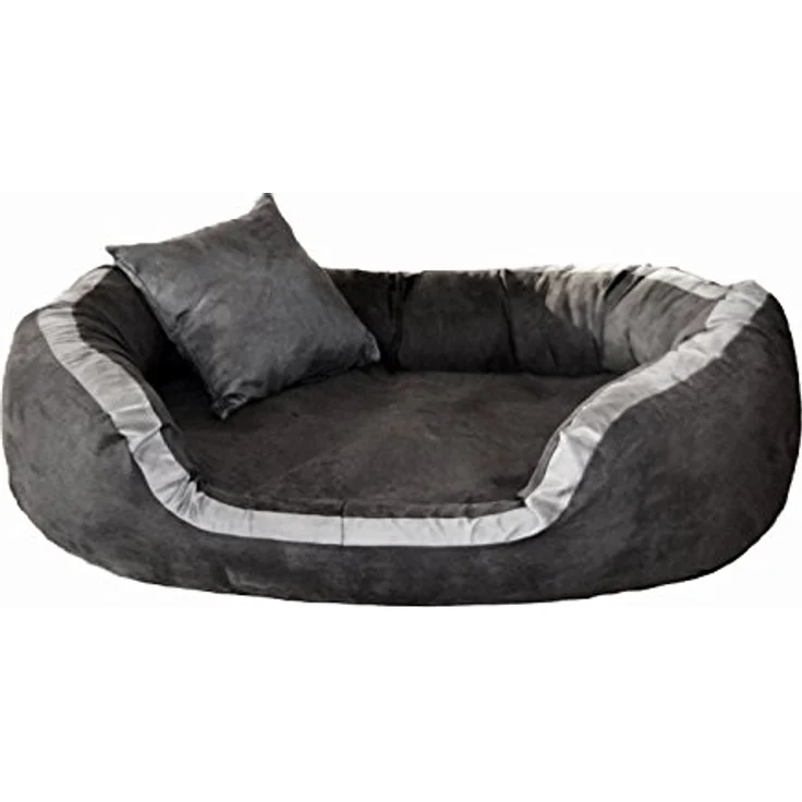 tierlando® Pepper Orthopädisches Hundebett Hundesofa VISCO XL Velours Mega Dick & Weich GRAU 110cm L Velours MEGA DICK & WEICH – Bild 2