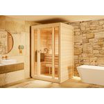 FinnTherm Innensauna Kuuma S, 2-Personen Sauna mit 42 mm Wandstärke, inkl. Fußboden, naturbelassen, BxTxH: 138 x 111 x 213 cm