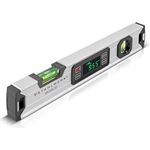 STAHLWERK Digitale Wasserwaage DW-400 ST aus Aluminium 400 mm magnetische Richtwaage | LED-Display | Winkelmesser