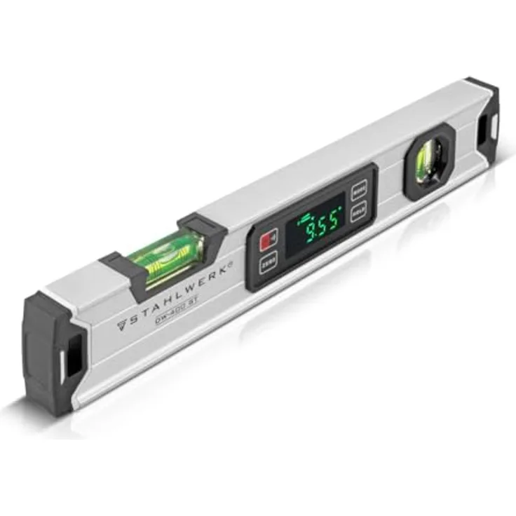 STAHLWERK Digitale Wasserwaage DW-400 ST aus Aluminium 400 mm magnetische Richtwaage | LED-Display | Winkelmesser