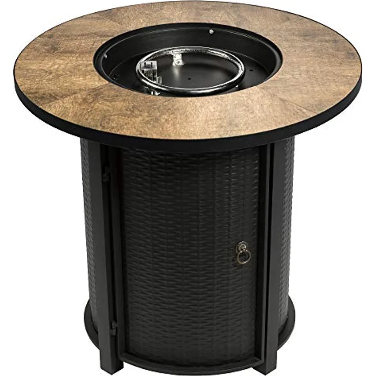 Peaktop Round Steel Ceramic 26inch Braciere, Nero/Marrone