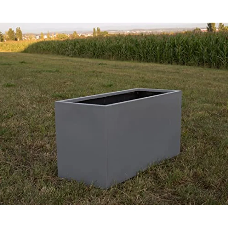 Elegant Einrichten Pflanzkübel Fiberglas Rechteckig 80x30x40cm, grau, wasserdicht, frostsicher, UV-beständig, handgefertigt – Bild 5
