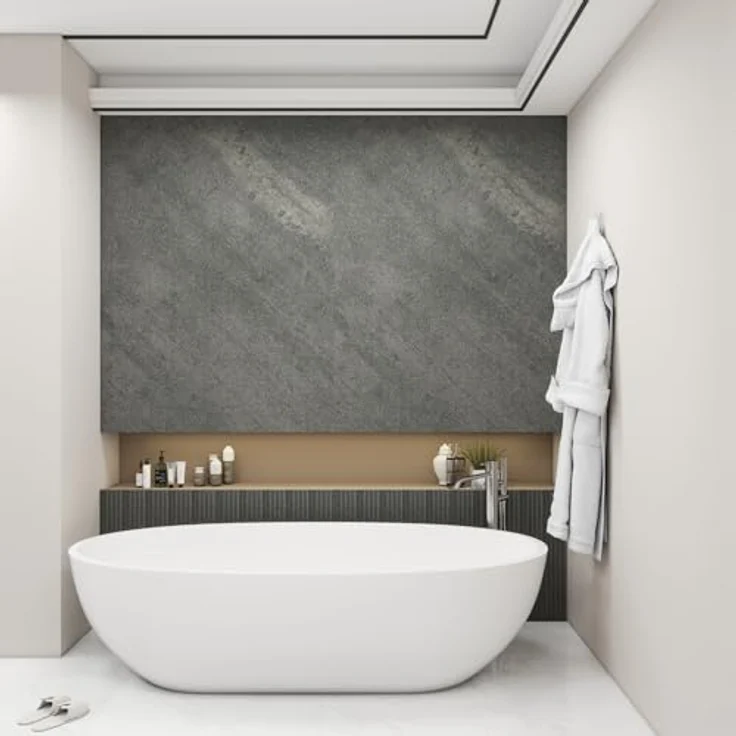 neu.haus Duschrückwand Wandpaneel »Bladel« 4er Set 120 x 60 cm Grey Stone, Feuchtigkeitsunempfindlich und UV-beständig – Bild 4