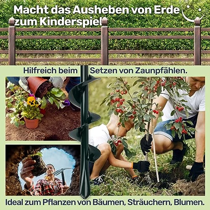 Gravidus Handerdbohrer 95 mm Durchmesser Stahl Kunststoff T-Griff 100 cm lang Erdbohrer – Bild 5