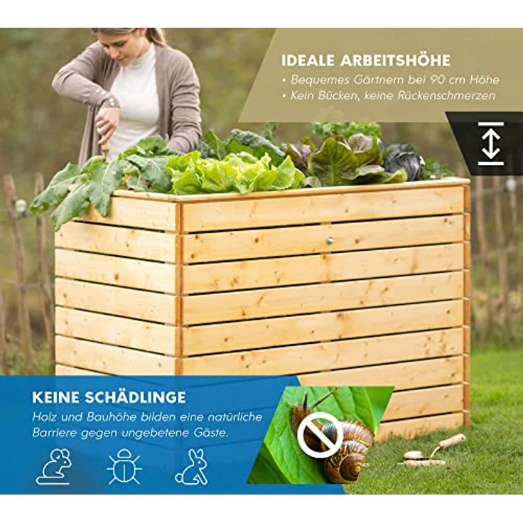 Westmann Holz Hochbeet, Kräuterbeet L, natur, 130 x 70 x 90 cm (L x B x H) – Bild 4