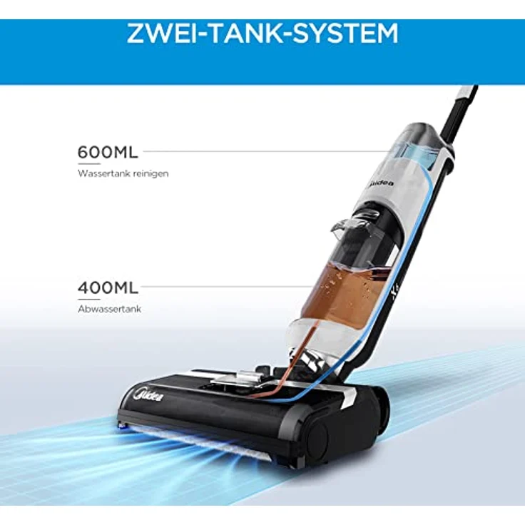 Midea X6 kabelloser Nass-Trocken-Staubsauger, 3-in-1 Smart Staubsauger Wischmopp, Staubsaugen/Wischen/Waschen, 35 Minuten Laufzeit, für Harte Böden - Preisvergleich – Bild 5