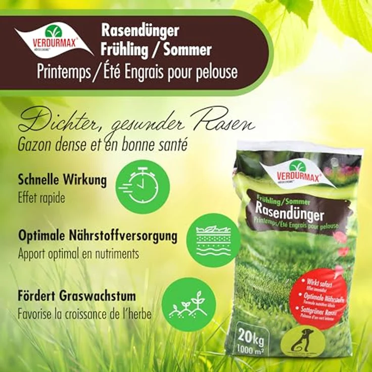 Höfer Chemie 20 kg Rasendünger Frühling/Sommer mit NPK-Formel (14-3-8), Magnesium & Schwefel – Bild 2