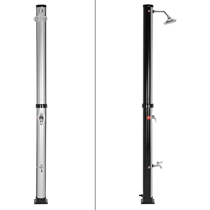 Solardusche 20L mit Fußdusche und Regenduschkopf 210 cm Silber/Schwarz ML-Design - Preisvergleich – Bild 2