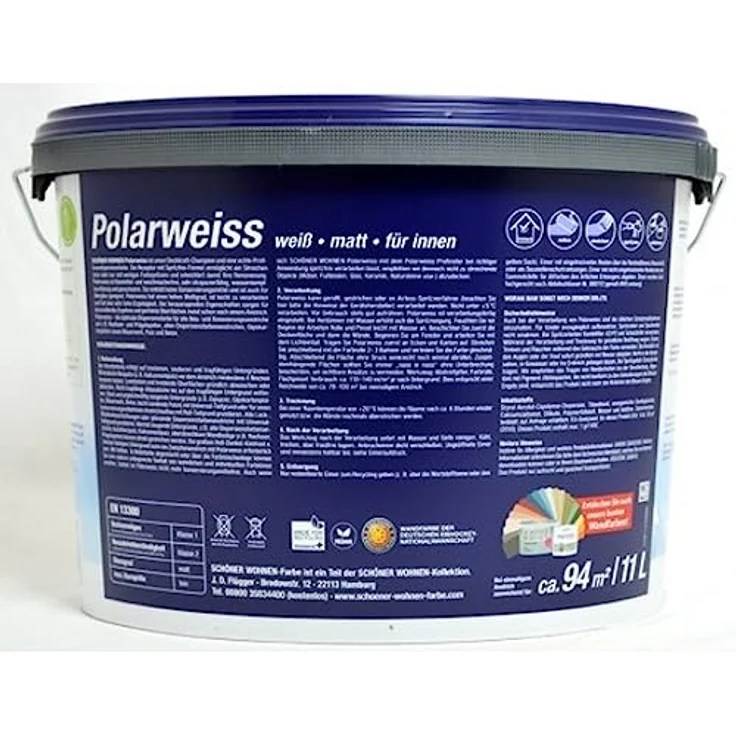 Schöner Wohnen Farbe Wandfarbe 'Polarweiß' matt, 11 l, scheuerbeständig und geruchsarm, umweltverträglich – Bild 2