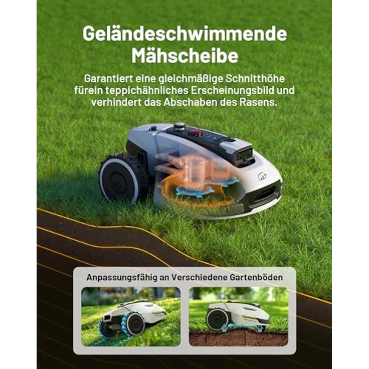 Mammotion YUKA 2000 Mähroboter, kabelloser Mäher mit Auto-Kartierung, 4G-Modul, für Rasenflächen bis 2800m², 50% Steigung, intelligente Objekterkennung – Bild 5