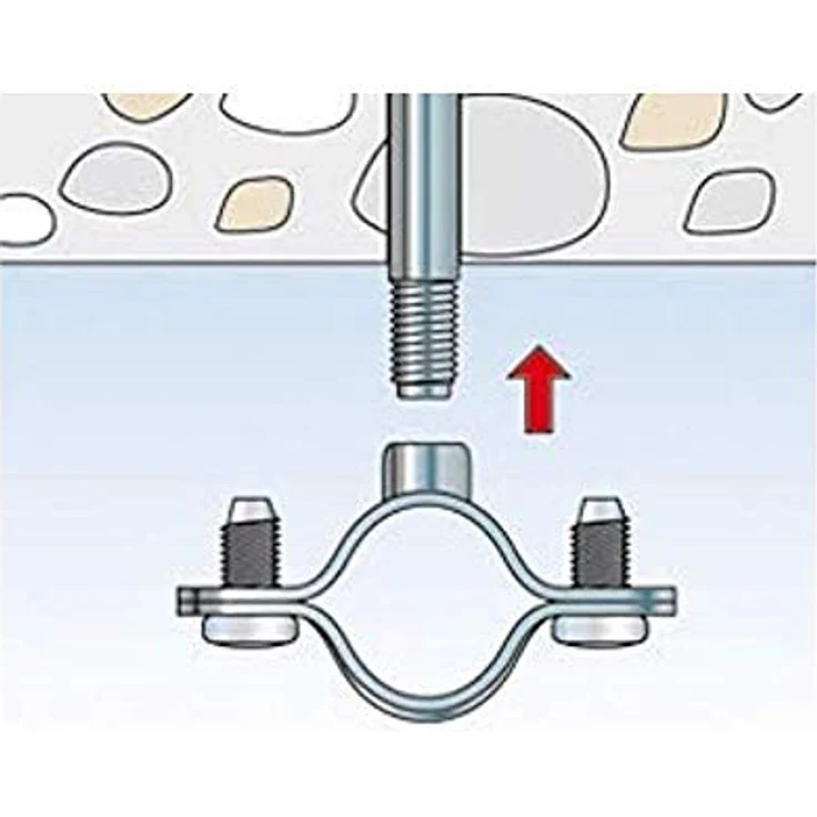 Fischer 60192 Schraubabstandsschelle AM 22, Metall-Schelle zur Befestigung von Stahlpanzerrohren und Elektrokabeln, 50 Stück – Bild 3
