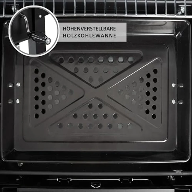 BBQ-Toro Holzkohle Grillwagen mit höhenverstellbarer Kohleschale | Holzkohlegrill mit Deckel, Holzkohlegrillwagen mit Thermometer | Holzgrill, Smoker Grill Holzkohle, XXL Grill Holzkohle Groß – Bild 3