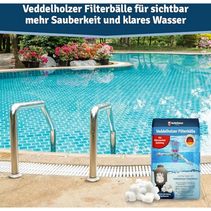 Veddelholzer Pool Filterbälle 320g für Sandfilteranlagen, Ersatz für 25kg Filtersand, salzwassergeeignet, in Deutschland produziert – Bild 6