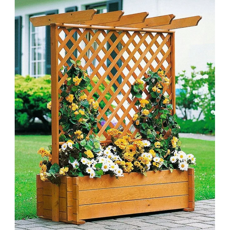 promadino Spalier, Pergola mit Pflanzkasten, BxTxH: 140x65x140 cm, wetterfest imprägniertes Kiefernholz