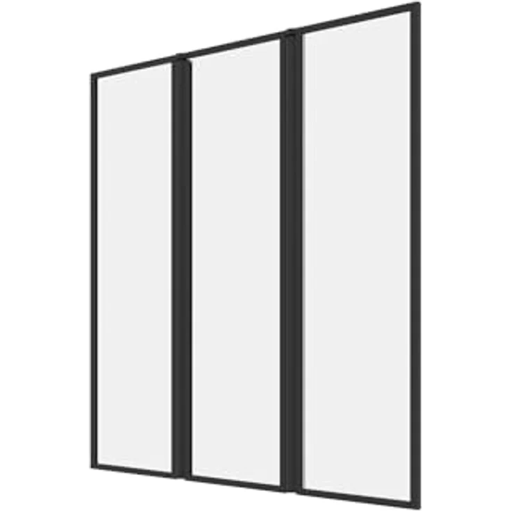 Vente-unique Duschtrennwand Badewanne klappbar, Atelierstil, mattschwarz, 100 x 140 cm, mit Aluminiumrahmen und gehärtetem Glas – Bild 1