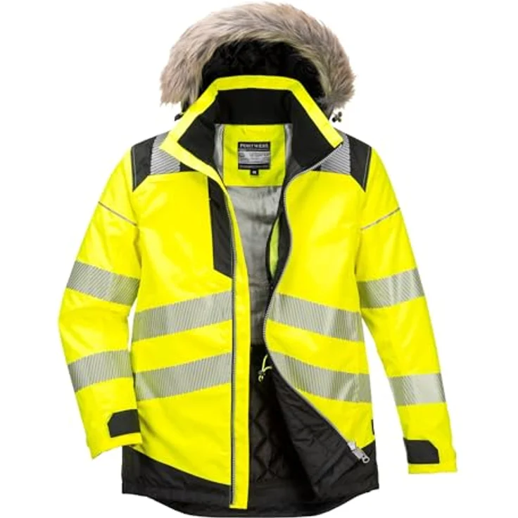 Portwest PW369 Parka, Reflektierend und Wasserdicht, Maschinenwaschbar, Winter, Hochsichtbar in Gelb/Schwarz – Bild 2