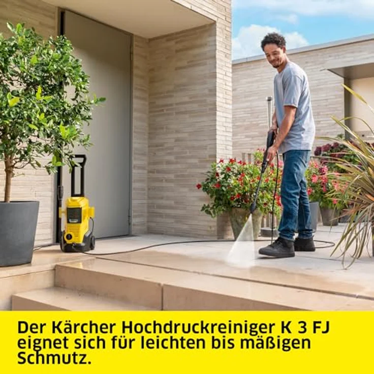 Kärcher Hochdruckreiniger K 3 FJ Home, Hochdruckschlauch 6m, Vario Power-Strahlrohr (VPS), Dreckfräser mit rotierendem Punktstrahl, inkl. Home Kit, blau – Bild 3