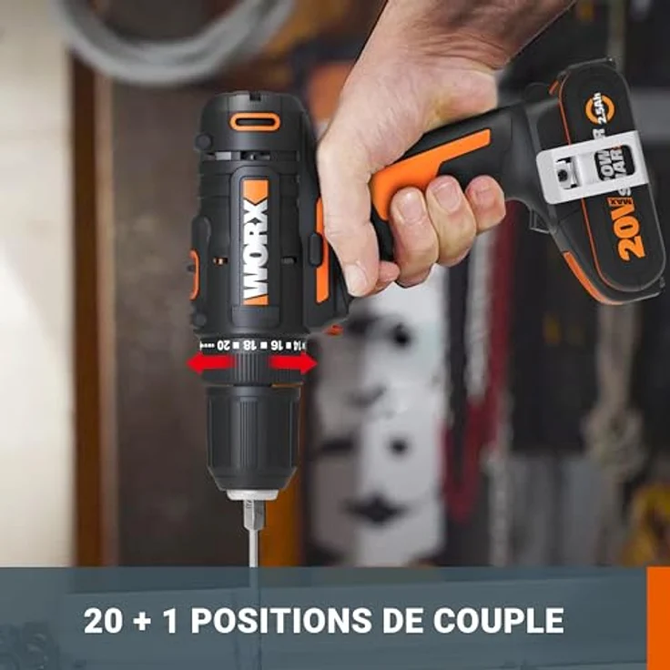 Worx Akku-Bohrschrauber WX108.9, 1600 U/min, 20+1 Drehmoment, ohne Akku & Ladegerät – Bild 5