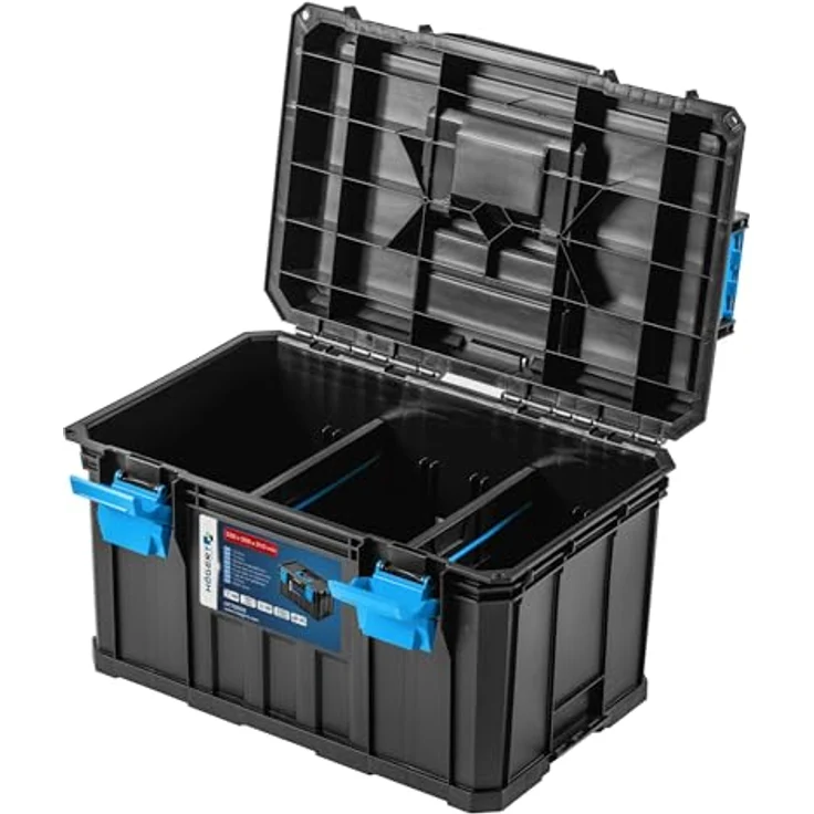 Högert Technik HT7G502 Werkzeugkasten, Tragfähigkeit bis 50 kg, modularer Aufbau, staubdicht, mit herausnehmbaren Organizers, robuste ABS-Verschlüsse – Bild 2
