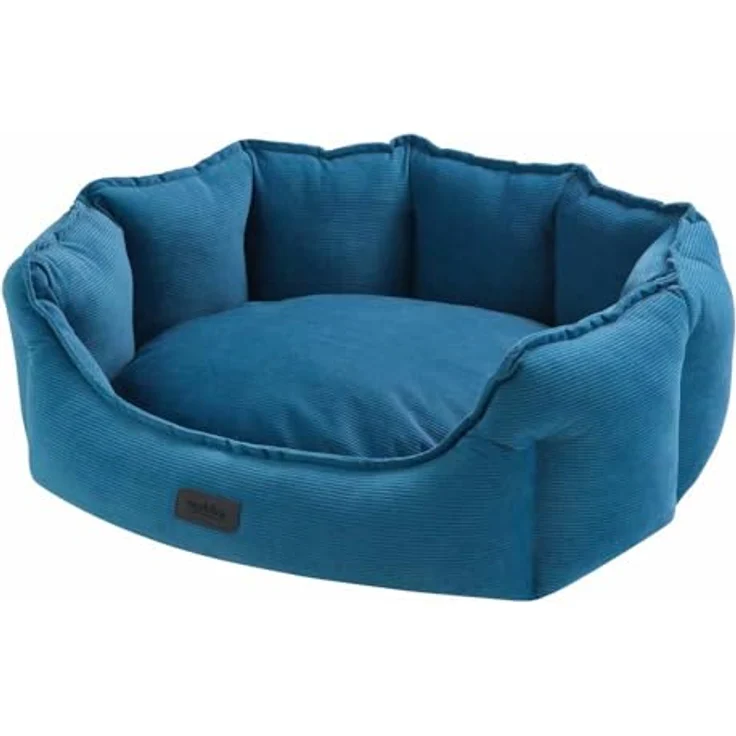 Nobby Komfort Bett oval Cordo, blau, kuschelig weich mit Anti-Rutsch-Beschichtung, 55 x 50 x 21 cm – Bild 1