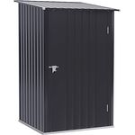 Outsunny Gerätehaus aus Stahl, 0,92 m² Geräteschuppen mit Pultdach Gartenschrank abschließbar, Gartenschuppen für Balkon, Terrasse, 100 x 103 x 160 cm, Dunkelgrau