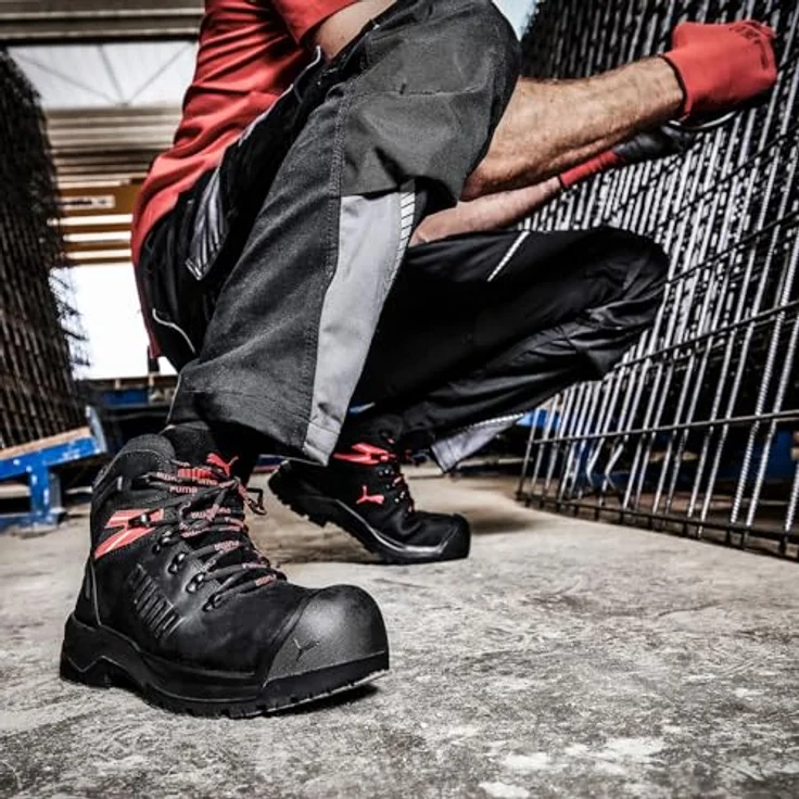 PUMA IRON HD BLK MID S3S FO LG CI SR Sicherheitsschuh, Schwarz, Schuhgröße EU 48, rutschfeste Sohle, dämpfendes Fußbett, Scuff Cap – Bild 3