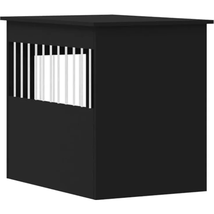 vidaXL Hundekäfig im Möbelstil, Abschließbar Hundebox mit Tür, Hundehütte Beistelltisch mit 2-in-1-Funktion, Hundehaus Haustierkäfig, Schwarz 55x80x68 cm Holzwerkstoff – Bild 5