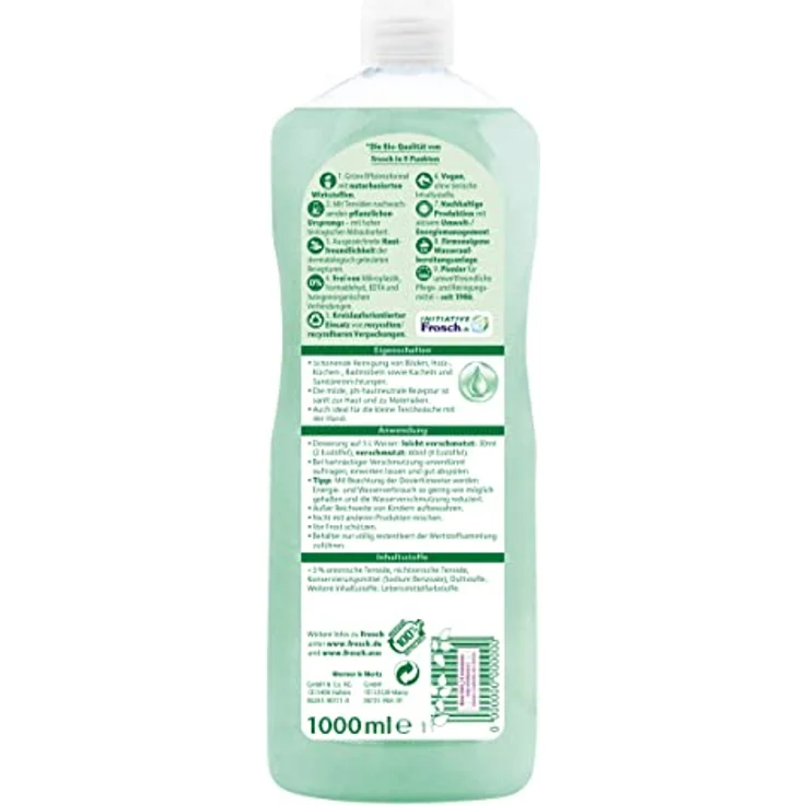 FROSCH Frosch Neutral Reiniger 1 Liter, pH-hautneutraler Allzweckreiniger mit 100% pflanzlich basierten Wirkstoffen – Bild 2