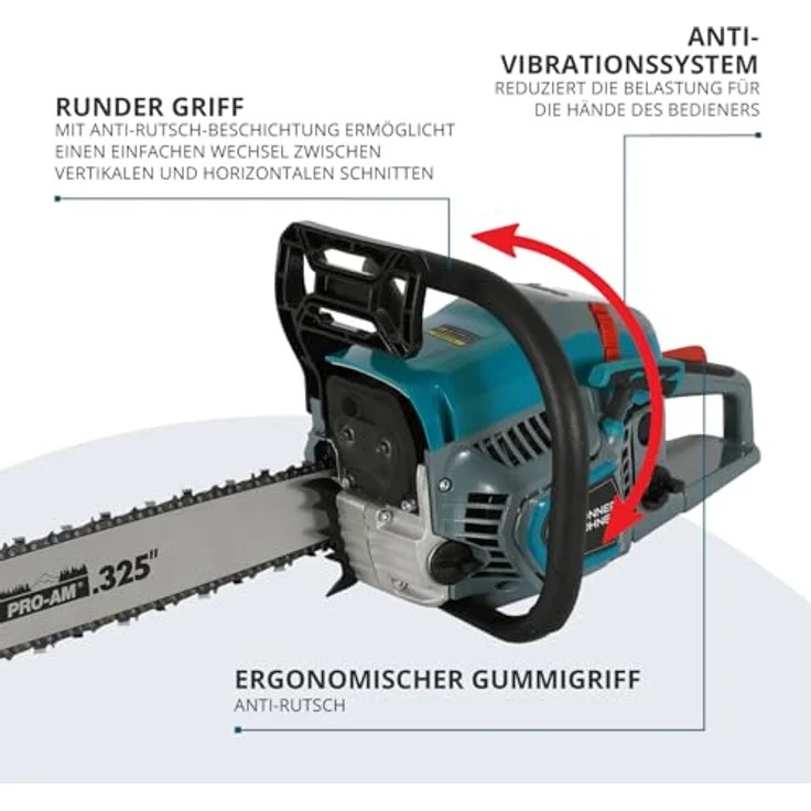 Könner & Söhnen Benzin-Kettensäge KS CS31G-20-1, 2,3 kW, 54,5 cm³, Schwertlänge 50 cm, Easy-Start-System, Anti-Vibrations-Technologie, hohe Sicherheit – Bild 9