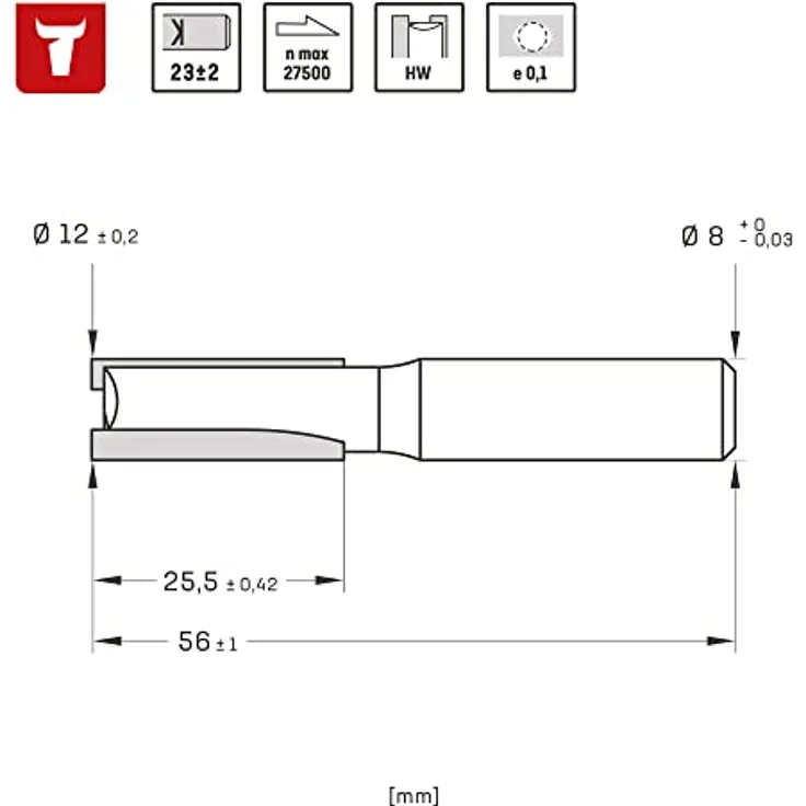 STIER Nutfräser HM (HW), Durchmesser 12 mm, Schaft 8 mm, Hartmetall, für Oberfräse, Nutfräse, präzise Verbindungen, geeignet für Handoberfräsen, STIER - Massivhölzer, MDF-Platten, Kunststoffe – Bild 4