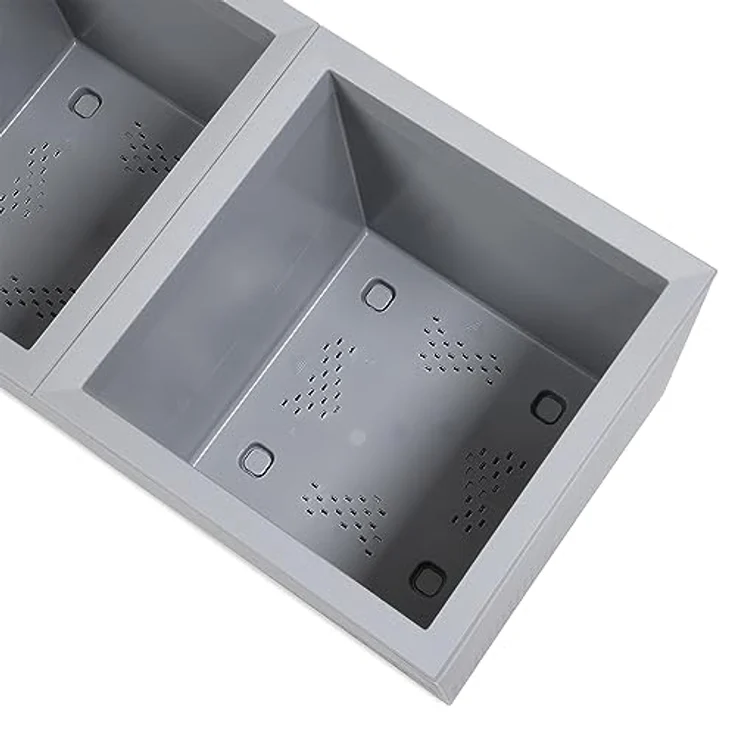 Kreher XL Pflanzkasten Karo Beton Optik 72 Liter (rechteckig) Grau - Robust & Umweltfreundlich, mit integriertem Bewässerungssystem – Bild 3