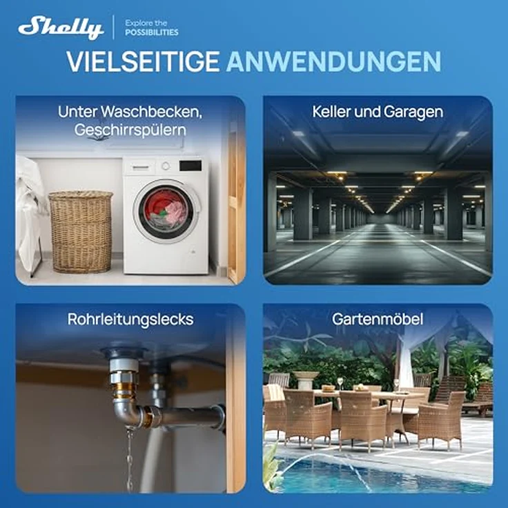 Shelly Flood Gen4, smarter Wassersensor mit Leck-Sensorkabel, IP44, Flut- & Regenerkennung, anpassbare Alarmstufen, kompatibel mit Alexa, Google Home & Zigbee – Bild 5
