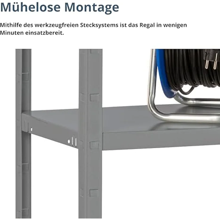 Schulte Regalwelt Lagerregal mit 4 PowerMAX-Fachböden, 180x80x40cm Regalsystem, Steckregal mit einfacher Montage ohne Verschrauben, Traglast je Boden bis zu 65 Kg (bis zu 260 Kg Gesamttraglast) - 4056397005575 – Bild 6