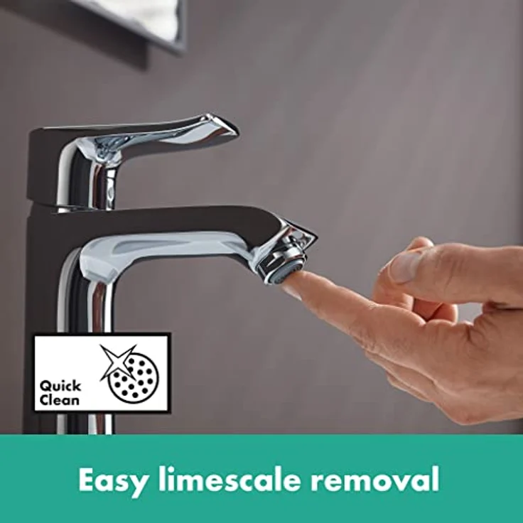 hansgrohe Metris 110 Waschtischarmatur, chrom, mit Ablaufgarnitur und ComfortZone 110, geeignet für Durchlauferhitzer, 5 l/min Durchfluss – Bild 6