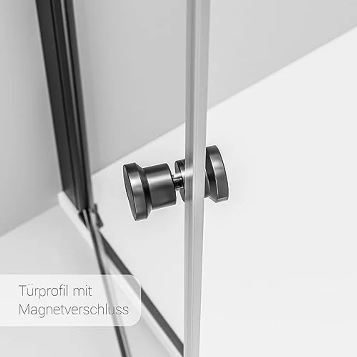 NEXTREND Nischendusche NT218 mit Doppelpendeltüren, 6 mm Nano Echtglas, Profilfarbe Schwarz matt, Breite 1000 mm – Bild 6