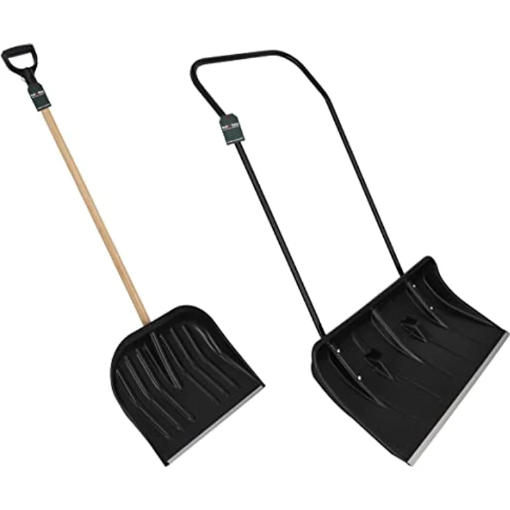 KOTARBAU® Satz Schneeschieber 80cm mit Rädern + Schneeschaufel 48 cm, Schneewanne mit Alu-Profilkante, Schneeschippe mit Metallgriff, ECO Schneeräumer – Bild 1