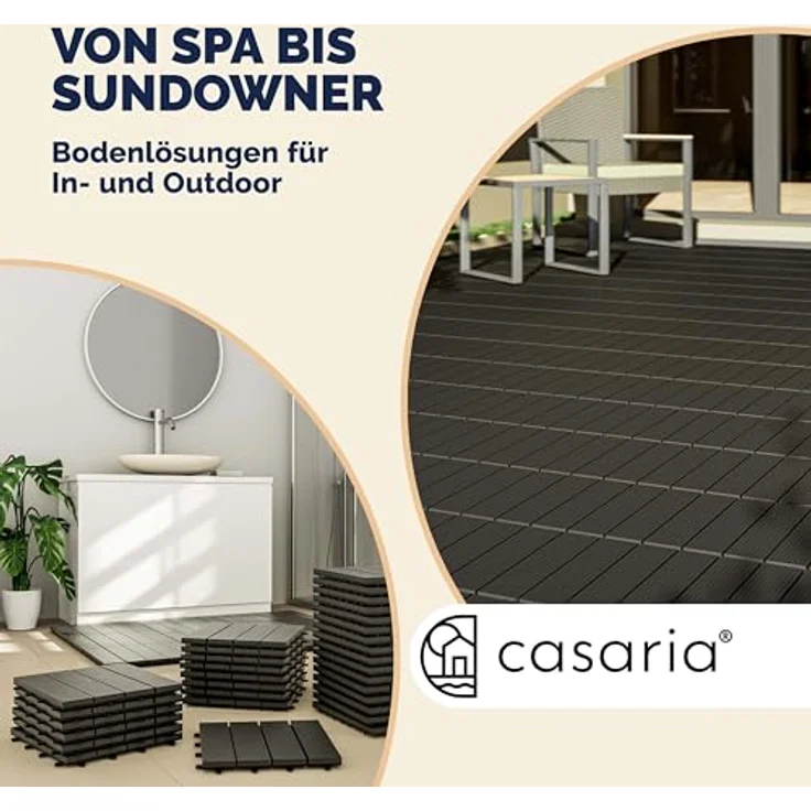 WPC Fliesen 1m²-4m² Terrassenfliesen Set Holzfliesen 30x30cm Balkon Pool Garten 11x Klassik anthrazit 4250525376623 – Bild 7