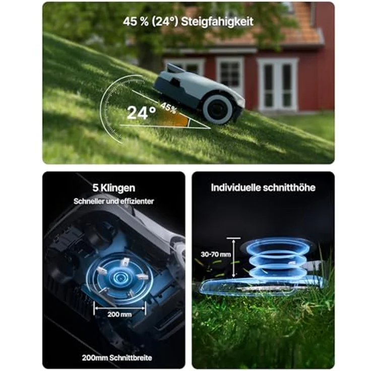 ANTHBOT Genie600, Drahtloser Mähroboter ohne Begrenzungskabel für Rasenflächen bis 900m², RTK+4-Kamera-Vision, Mehrzonen-Management, Hindernisvermeidung und Kantenmähen – Bild 5