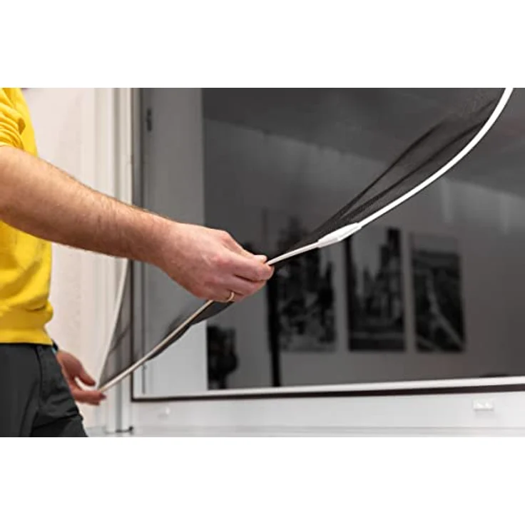 Schellenberg 70482 Fliegengitter Fenster Magnet mit Fiberglasgewebe 120 x 120 cm, flexibler Magnetrahmen ohne bohren, Insektenschutz Fenster inkl. unterstützende Halterungen, Anthrazit – Bild 3