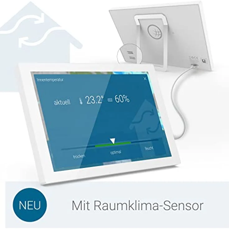 wetteronline home 3, WetterDisplay mit WetterRadar: neue Generation der WLAN-Wetterstation, Innenraumsensor zur Kontrolle des Raumklimas, Pollenflugvorhersage für Allergiker, UV-Index, UnwetterWarnung - Preisvergleich – Bild 2