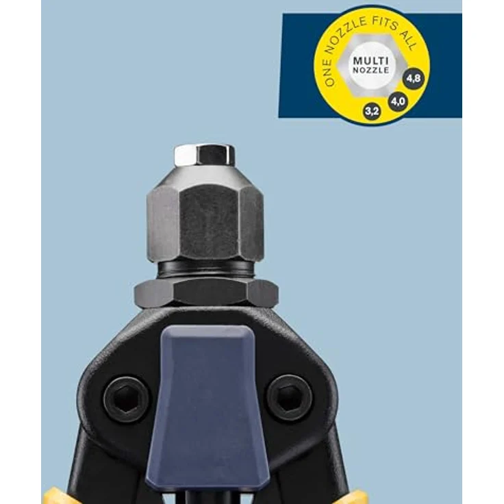 Rapid RP100 Multi Blindnietzange, 3,2-4,8mm, ergonomischer gummierter Griff, integrierter Auffangbehälter, geringerer Kraftaufwand – Bild 7