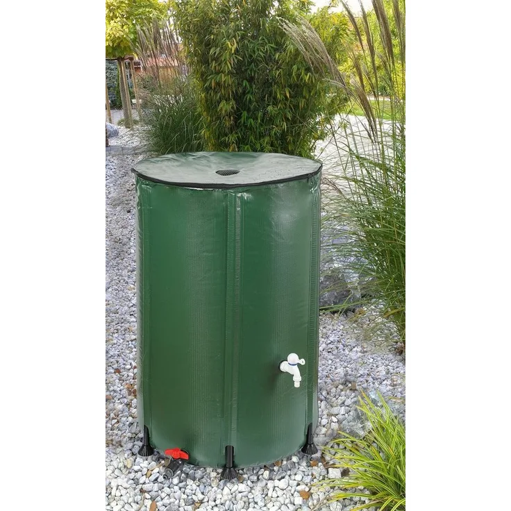 Harms Import Regentonne Faltbarer PVC-Wassertank 250 Liter / Regenwasserfass, 250 l - Grün, faltbar, UV-beständig