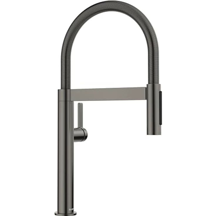Blanco CULINA-S II Mini, Küchenarmatur aus Messing PVD, satin dark steel, flexibel mit zweistrahliger Brause und 180° schwenkbarem Auslauf – Bild 1