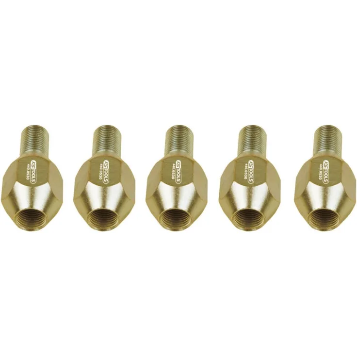 KS-Tools 440.0530 Spezialmuttern-Satz M16x1,5, 5-teilig, hochwertige Befestigungselemente für Mechaniker und Heimwerker