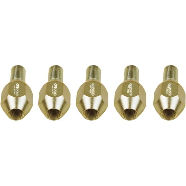 KS-Tools 440.0530 Spezialmuttern-Satz M16x1,5, 5-teilig, hochwertige Befestigungselemente für Mechaniker und Heimwerker