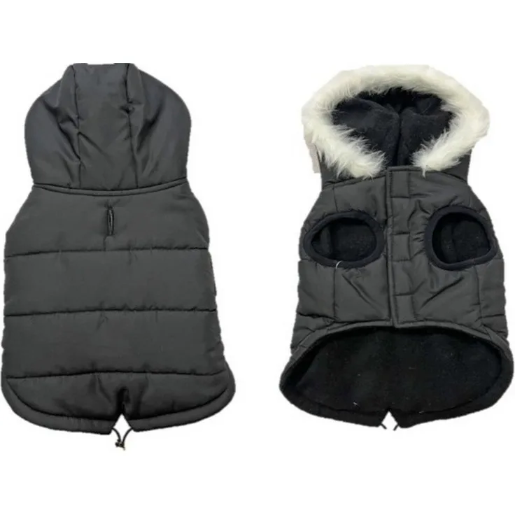 DUVO+ Hundemantel Eskimo, gefütterter Hundemantel aus wasserabweisendem Material, schwarz