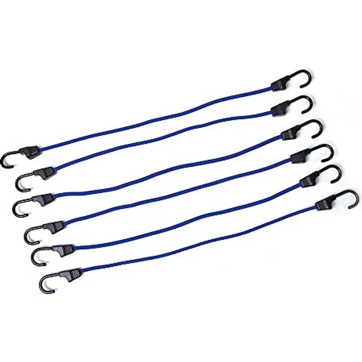 Silverline 140822 Expanderseile mit Stahlhaken, 6er-Pckg. 600 mm, gummierte Stahlhaken, 8 mm Durchmesser, ideal für Dachgepäckträger und Anhänger - Preisvergleich – Bild 1
